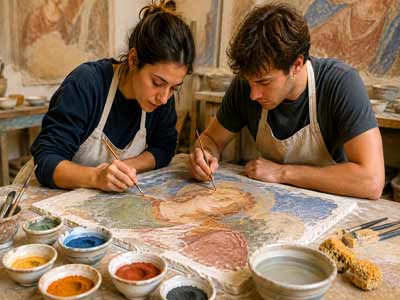 Fresco painting masterclass at Istituto Galilei